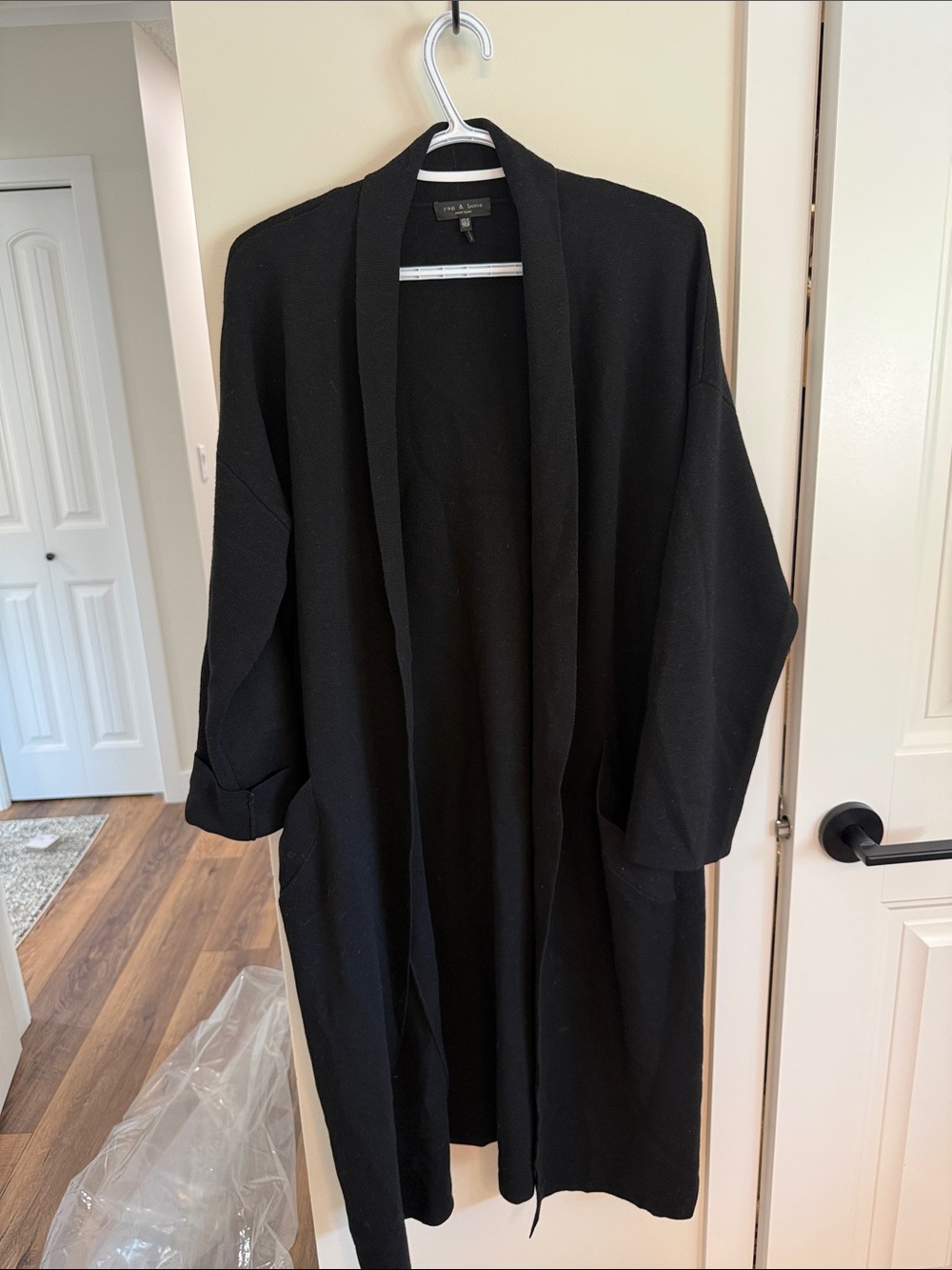 rag & bone Black Open-Front Long Draped Coat